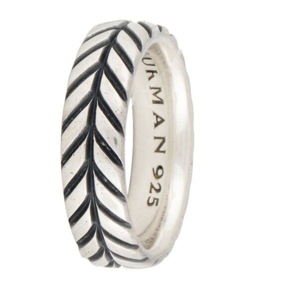 DAVID YURMAN STERLING SILVER 925 CHEVRON BAND RING - Picture 3 of 7